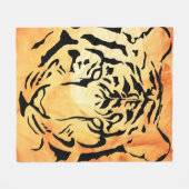 Couverture Polaire Tigre à rayures noires sur orange vif (Devant (Horizontal))