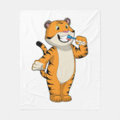 Couverture Polaire Tigre avec brosse à dents (Devant)