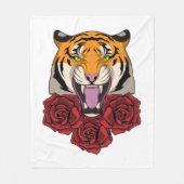 Couverture Polaire Tigre avec Rose (Devant)