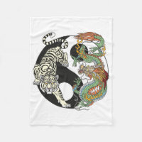 Tigre blanc contre dragon vert au Yin yang