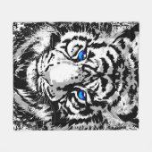 Couverture Polaire Tigre blanc de Sibérie - Tiger Blue Eyes Fleece (Devant (Horizontal))
