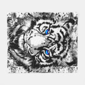 Couverture Polaire Tigre blanc de Sibérie - Tiger Blue Eyes Fleece (Devant (Horizontal))