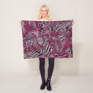 Couverture Polaire Tigre de léopard gris Burgundy tacheté peau d'anim