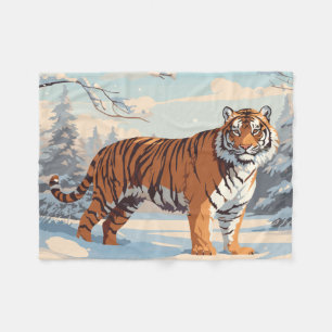 Couverture Polaire Tigre de Sibérie en Bois