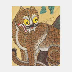 Couverture Polaire Tigre laid folklorique coréen Minhwa