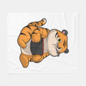 Couverture Polaire Tigre mangeant dans un bol (Devant (Horizontal))