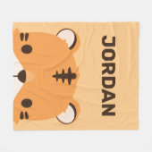 Couverture Polaire Tigre mignon avec nom personnalisé (Devant (Horizontal))
