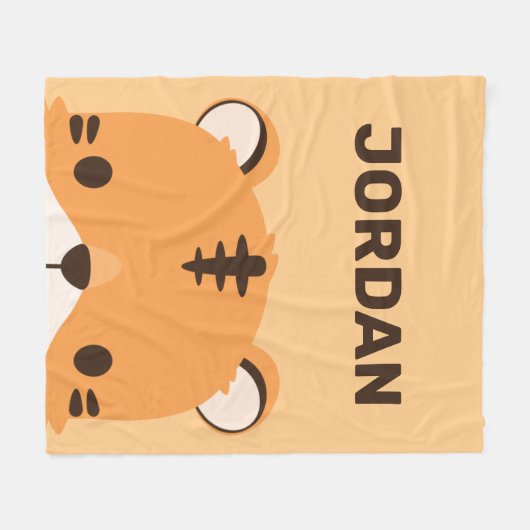 Couverture Polaire Tigre mignon avec nom personnalisé (Devant (Horizontal))