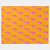 Couverture Polaire Tigre rose chaud sur Motif orange gras (Devant (Horizontal))