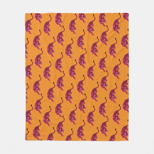 Couverture Polaire Tigre - Rose Vibrant (Devant)