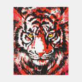 Couverture Polaire Tigre rouge - Tiger - Blanche en polaire (Devant)