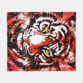 Couverture Polaire Tigre rouge - Tiger - Blanche en polaire (Devant (Horizontal))