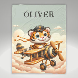 Couverture Polaire Tigre volant minuscule et fantaisiste sur un avion