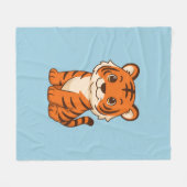 Couverture Polaire Tigreau mignon sur fond bleu (Devant (Horizontal))