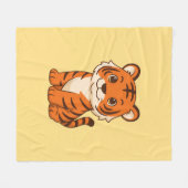 Couverture Polaire Tigreau Mignon sur Fond Jaune (Devant (Horizontal))