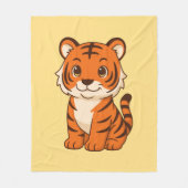 Couverture Polaire Tigreau mignon sur fond jaune (Devant)