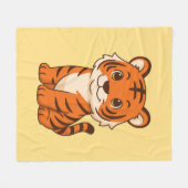 Couverture Polaire Tigreau mignon sur fond jaune (Devant (Horizontal))