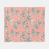 Couverture Polaire Tigres blancs : Motif exotique rose (Devant (Horizontal))