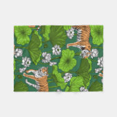 Couverture Polaire Tigres dans l'étang blanc de lotus (Devant (Horizontal))