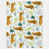 Couverture Polaire Tigres et Feuilles tropicaux Motifs (Devant)