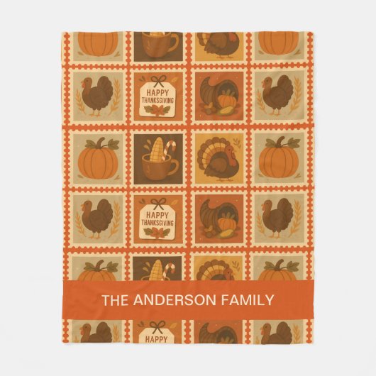 Couverture Polaire Timbre Thanksgiving Collage Cosy (Devant)