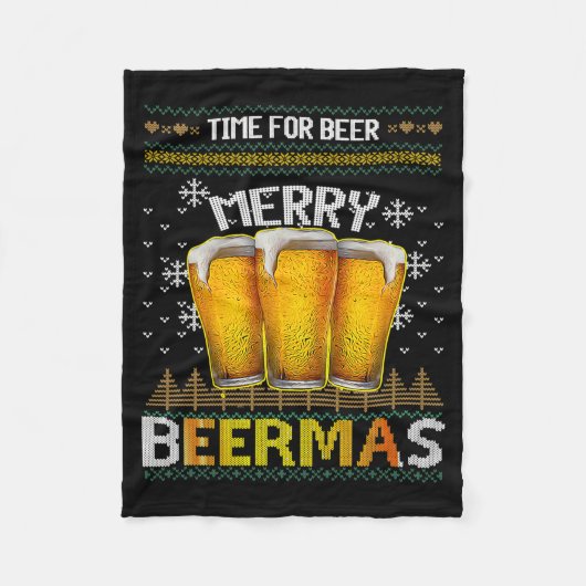 Couverture Polaire Time For Beer Merry Beermas Funny Christmas Beer L (Devant)