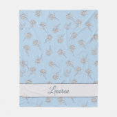 Couverture Polaire Timeless Botanical Bloom Soft Blue Monogram  (Devant)