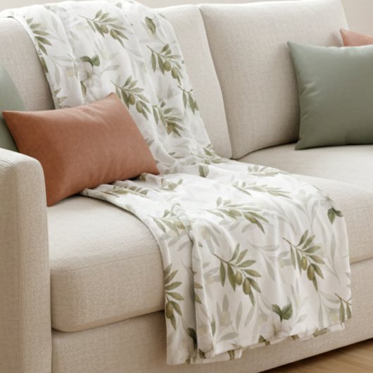 Couverture Polaire Timeless Sage Olive Watercolor Chic 