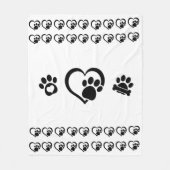 Couverture Polaire Tiny hearts and Paw Prints Fleece Blanket (Devant)