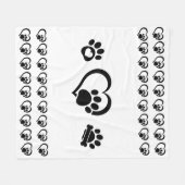 Couverture Polaire Tiny hearts and Paw Prints Fleece Blanket (Devant (Horizontal))