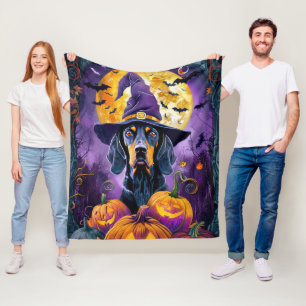 Couverture Polaire Tique bleue effrayante de Coonhound Halloween Sorc