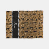 Couverture Polaire Tir à parties scintillant d'or de nom personnalisé (Devant (Horizontal))