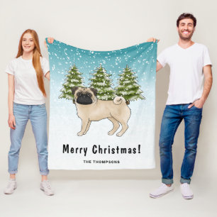 Couverture Polaire Tireur Carlin Mignon Chien de Dessin Animé Forêt e