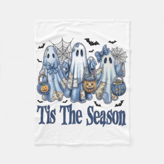 Couverture Polaire Tis Season Blue Patchwork Ghost Citrouille Éffraya (Devant)