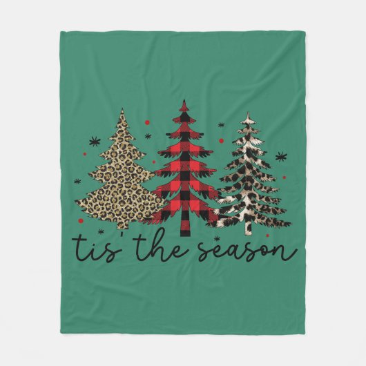 Couverture Polaire "Tis the Season" Plaid Leopard Christmas Trees (Devant)