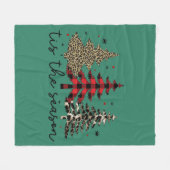Couverture Polaire "Tis the Season" Plaid Leopard Christmas Trees (Devant (Horizontal))
