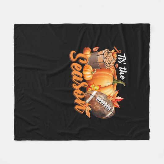 Couverture Polaire Tis The Season Pumpkin Leaf Latte Fall Thanksgivin (Devant (Horizontal))