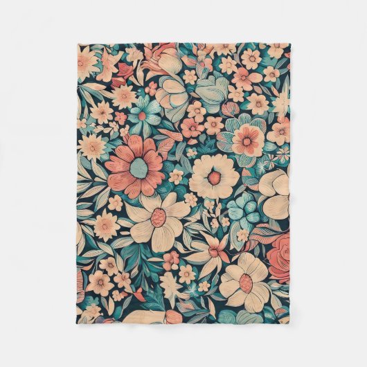 Couverture Polaire Tissu de fleurs bohème (Devant)