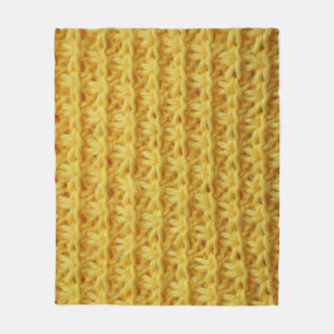 Couverture Polaire Tissu tricoté jaune : texture rayée.