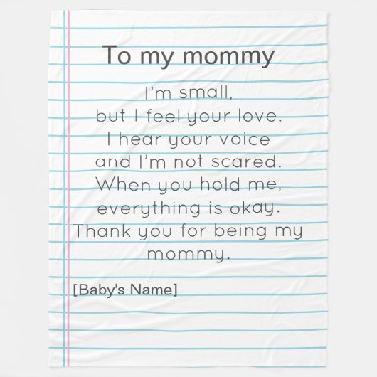 Couverture Polaire To My Mommy for First Mother's day personalized  (Devant)