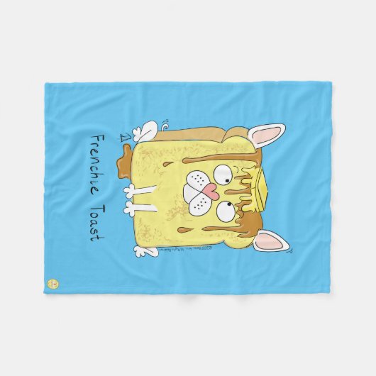 Couverture Polaire Toast French Buldog Blanche (Devant (Horizontal))