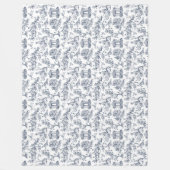 Couverture Polaire Toile bleue de Jouy, style champêtre français (Devant)