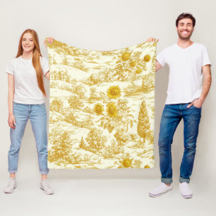 Couverture Polaire Toile de campagne au tournesol rustique dans des t