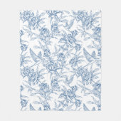 Couverture Polaire Toile de Jouy bleue (Devant)
