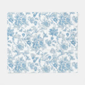 Couverture Polaire Toile-de-jouy Chinoiseries Blue Floral Pattern (Devant (Horizontal))