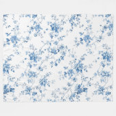 Couverture Polaire Toile De Jouy Floral Blue Chinoiseries Pattern (Devant (Horizontal))