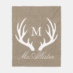 Couverture Polaire Toile de jute blanche élégante rustique de Faux