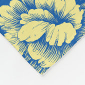 Couverture Polaire Toile de pivoine bleu et jaune - Décor champêtre f (Coin)