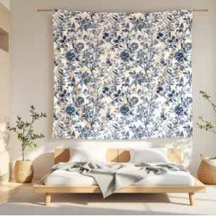 Couverture Polaire Toile Motif Vine Rose bleu