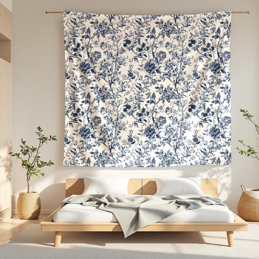 Couverture Polaire Toile Motif Vine Rose bleu